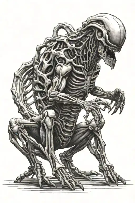 Xenomorph alien ful body shaped like tattoo design idea