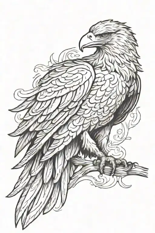 Design concept: 1. Eagle as the main motif: • The eagle is the central element, majestically in the middle of the back tattoo design idea