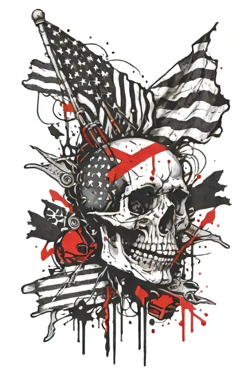 bones flag day two dead tattoo design idea