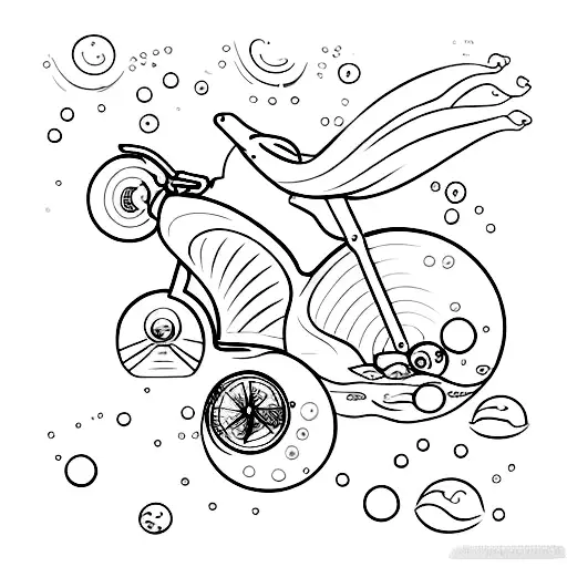 An underwater scene with a motorcycle tattoo design idea