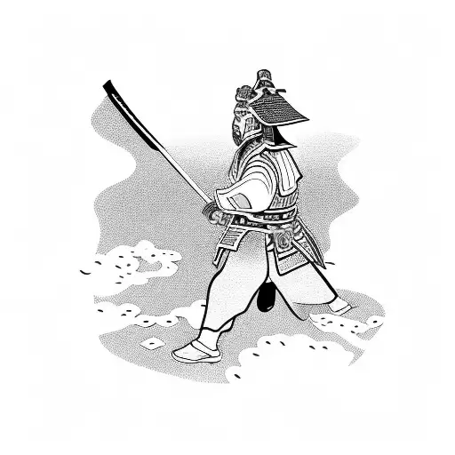 Samurai holding hands with a Little Child tattoo design idea