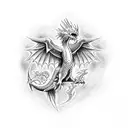 Phoenix with Dragon tattoo design idea