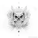 A dotwork tattoo design featuring a skull hand grasping a palm tree with intricate patterns tattoo design idea