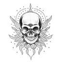 A dotwork tattoo design featuring a skull hand grasping a palm tree with intricate patterns tattoo design idea