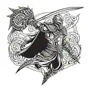 warrior wielding tattoo design idea