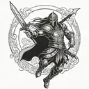 warrior wielding tattoo design idea