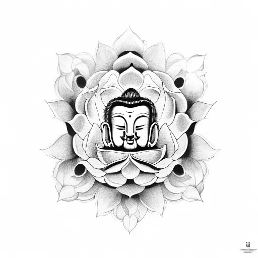 loto flower buddah carp tree earth chinese tattoo design idea