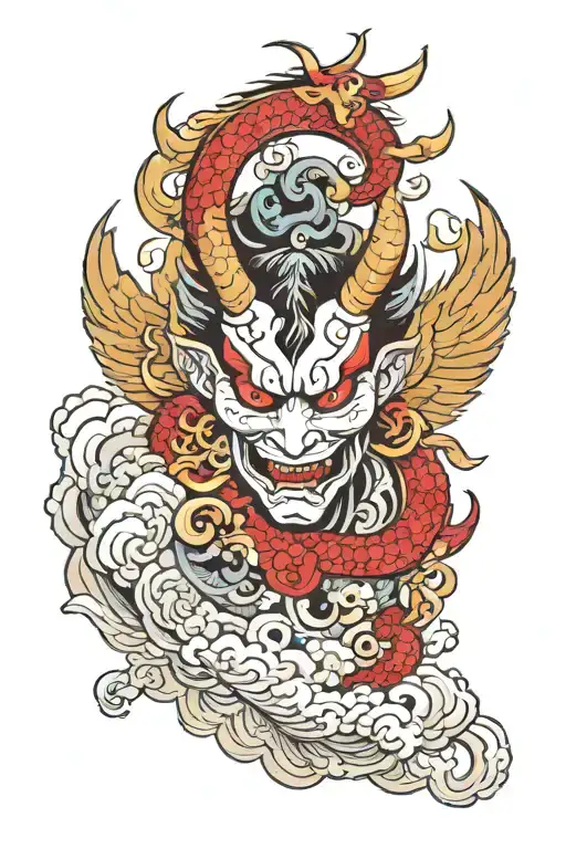 korean devil wings tattoo design idea