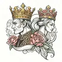 king and queen tattoo design idea