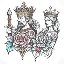 king and queen tattoo design idea