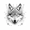 wolf, roses and butterflies tattoo design idea