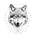 wolf, roses and butterflies tattoo design idea