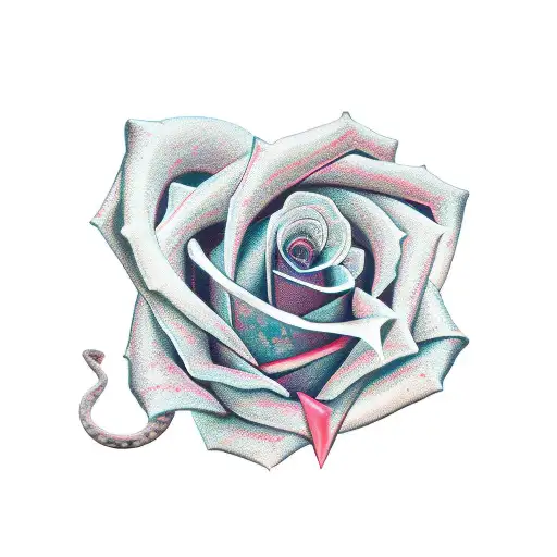 rose with a snake tattoo design idea
