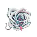 rose with a snake tattoo design idea