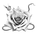 rose with a snake tattoo design idea