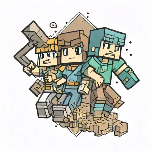 brother and sister Minecraft video game tattoo idea  tattoo design idea