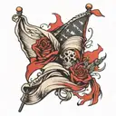 24601 and red flag waving tattoo design idea