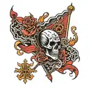 24601 and red flag waving tattoo design idea