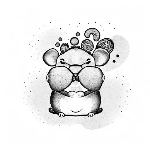 hamster paw print with name (Moo) tattoo design idea