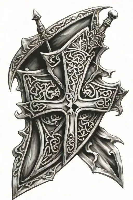 Celtic knight templar shield tattoo design idea