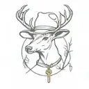 Cross under Arthur Morgan Hat under 2 deer horns tattoo design idea