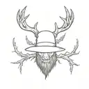 Cross under Arthur Morgan Hat under 2 deer horns tattoo design idea