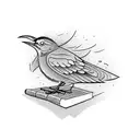 mockingbird carrying a book tattoo design idea