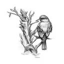 mockingbird carrying a book tattoo design idea