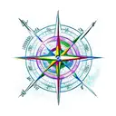 nautical compass and astrology sign Sagittarius star formation. Space theme background tattoo design idea
