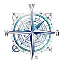 nautical compass and astrology sign Sagittarius star formation. Space theme background tattoo design idea