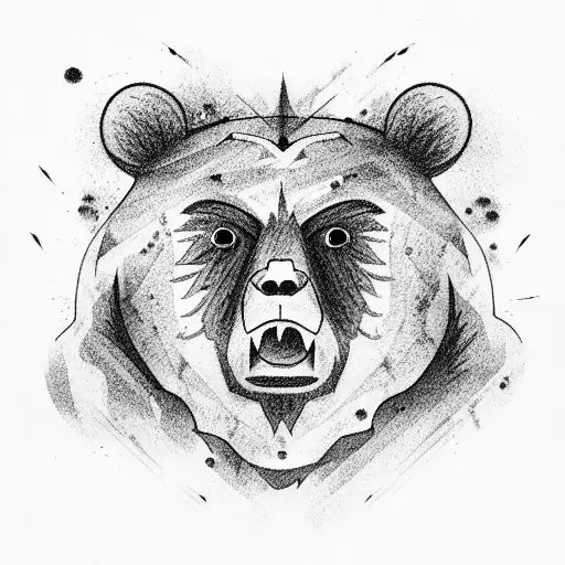 angry Bear forest tattoo design idea