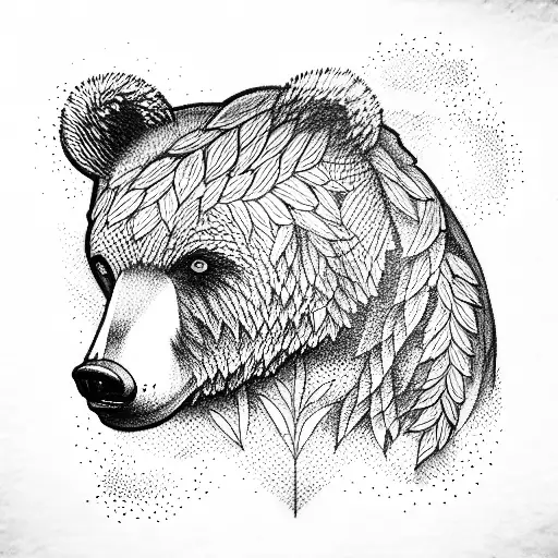 angry Bear forest tattoo design idea