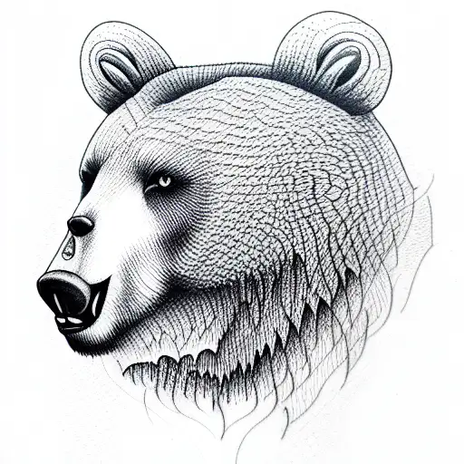 angry Bear forest tattoo design idea