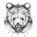 angry Bear forest tattoo design idea