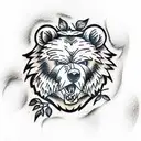 angry Bear forest tattoo design idea