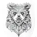 angry Bear forest tattoo design idea