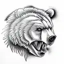 angry Bear forest tattoo design idea