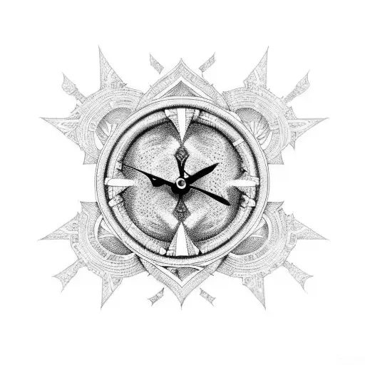 Ankh cross and clock tattoo design idea