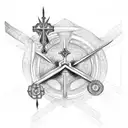 Ankh cross and clock tattoo design idea