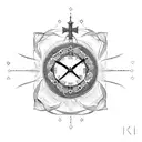 Ankh cross and clock tattoo design idea