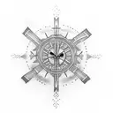 Ankh cross and clock tattoo design idea