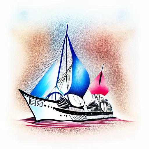 Nordic art ship at sea tattoo design idea