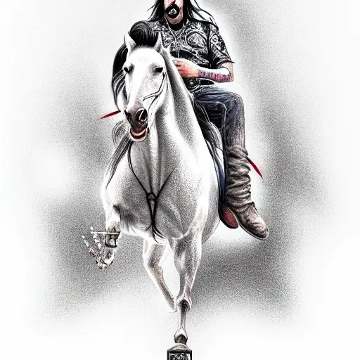 nic cage riding horse tattoo design idea