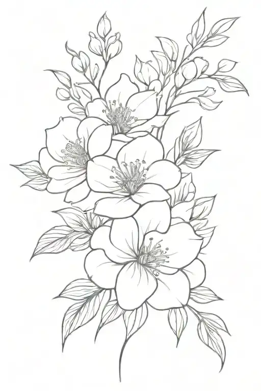 January, August, October birth flower bouquet tattoo design idea