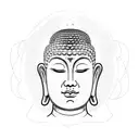 Buddha Monk with a calico cat head with a bonsai tree growing on head tattoo design idea