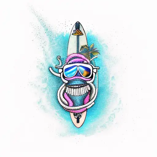 A new-school tattoo of a tequila worm wearing sunglasses and holding a mini surfboard, representing your adventurous spirit and love for the Caribbean beaches. tattoo design idea
