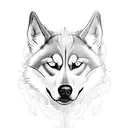 tattoo for arm where husky breeds and four elements around him, water, air, fire, earth tattoo design idea