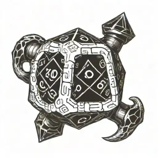 beholder shaped like a D20 dice tattoo design idea