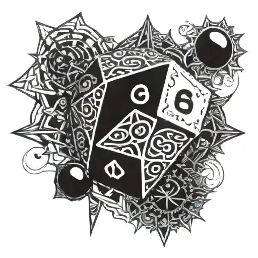 a beholder shaped like a D20 dice tattoo design idea