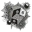 a beholder shaped like a D20 dice tattoo design idea